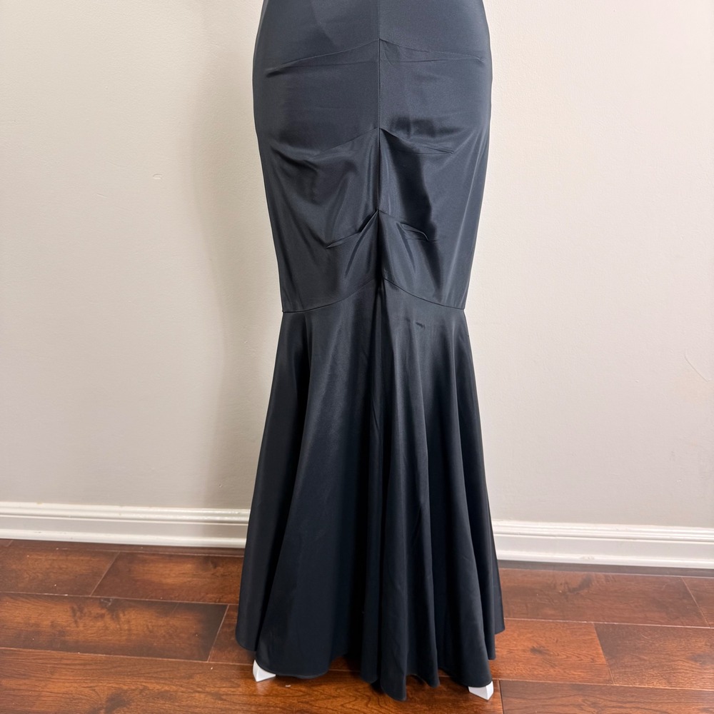 Cache Black Strapless Mermaid Gown Pleated Bustier Ruched Formal Evening Dress 4 - Picture 10 of 11
